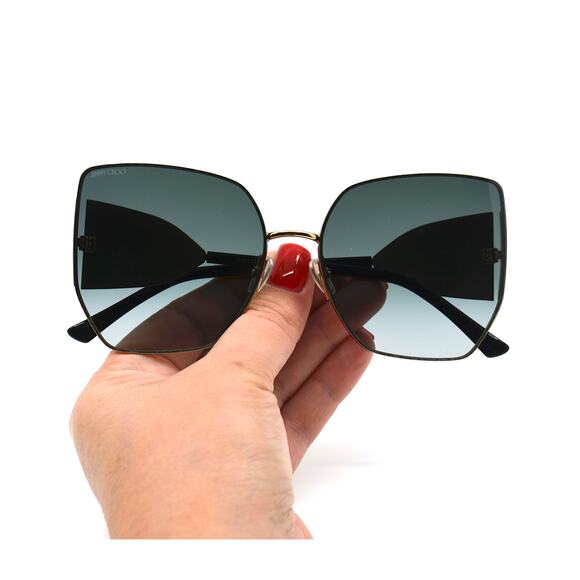 NEW JIMMY CHOO RIVER/S 2M2 GOLD GREY AUTHENTIC SUNGLASSES - Picture 11 of 14